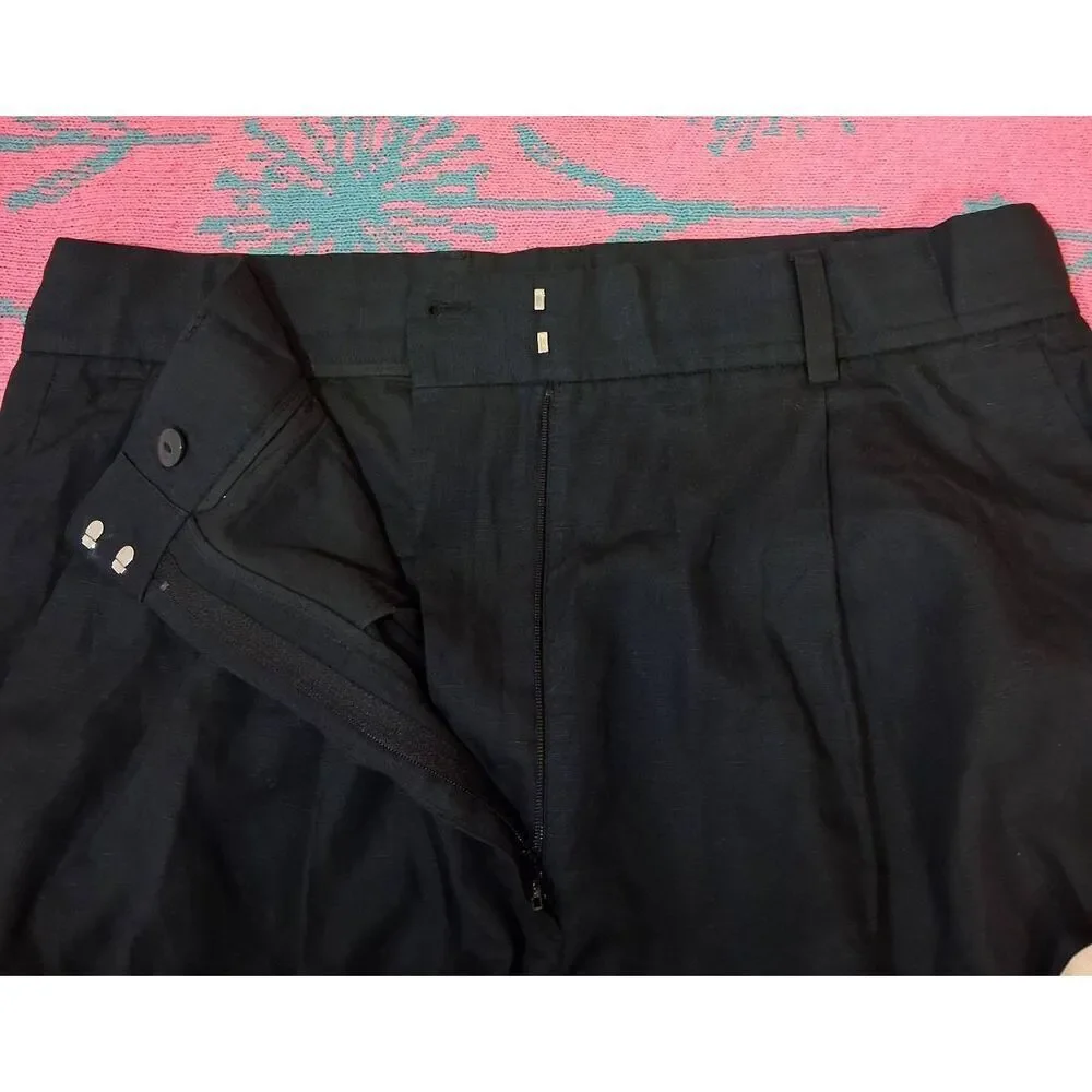 Cos women size 14 black pants tall 34 Inseam wide leg lyocell and linen hi rise